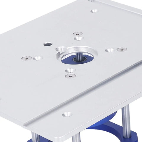 Heavy Duty Aluminum Router Lift Plate Kit With Precision Insert Base For Woodworking Routers, aluminum plate with center hole view.