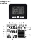 Ultrasonic Water Tank Level Meter With Temperature Display And Liquid Depth Sensor showing LCD interface and readings
