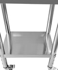 Stainless Steel Prep Table 24X18 With Adjustable Undershelf And Four Wheels Heavy Duty Workhorse For Restaurant Kitchen Home Hotel Durable And Easy To Clean