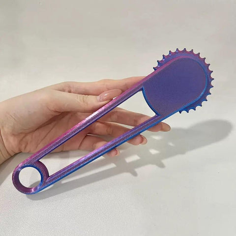 Slick Center Punch Tool With Ergonomic Grip For Dead Center Hole Marking And Quick Cardstock Punching Abs Plastic Build shown in purple color held in hand.