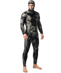 Mens Camo Spearfishing Wetsuit 3mm and 1.5mm Neoprene Two Piece Hooded Long Sleeve Dive Set With Chest And Knee Pads Quick Drying
