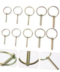10 Piece Heavy Duty Lynch Pin Set With Spring Loaded Ring Locking Pins For Trailer Hitches And Farm Equipment Industrial Grade Retaining Pins To Secure Attachments On Tractors And UTVs, 10-piece galvanized steel set