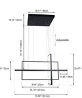Dope Black Acrylic LED Pendant Lights For Kitchen Island With Remote Dimmer Dimmable Nature White To Warm White High Lumen Ceiling Hanging Light Fixture For Dining Room And Living Room 33x14.9x59 Inches dimensions illustration.