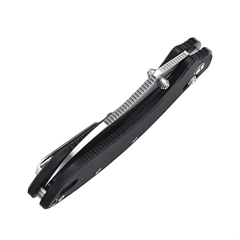EDC Folding Knife With 14C28N Satin Blade, Rugged G10 Handle, Two Position Pocket Clip, folded view, Model CK3502