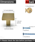 Dimensions of Champagne Bronze Cabinet Knobs Set 10 Pack for Kitchen Cabinets and Drawers with screws, side view.