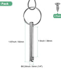 Two Pack Quick Release Pins Quarter Inch Diameter Fifty Millimeter Long With Lanyard And Screws For Marine Shipbuilding Boat