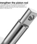 Close-up of Heavy Duty Pneumatic Clamping Cylinder With Lever Arm piston rod showcasing chromium layer for corrosion resistance.
