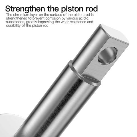Close-up of Heavy Duty Pneumatic Clamping Cylinder With Lever Arm piston rod showcasing chromium layer for corrosion resistance.