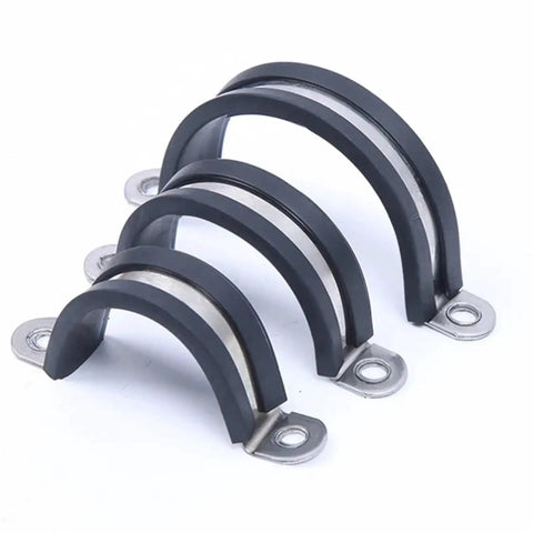 10Pc 304 Stainless Steel Rubber-Lined U Clips Hose Pipe Clamp Set 12mm-55mm Fits A Wide Range Of Hoses And Cables, Heavy Duty