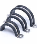 Premium Rubber Lined U Clips For Hose Clamps Made Of 304 Stainless Steel Size Range 12mm To 55mm 10 Pack shown in size order