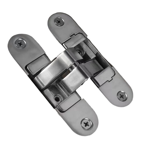 Hidden Cross Hinge for Wooden Doors with 3D Adjustable Alignment and 180 Degree Flat Folding, Invisible Door Hardware