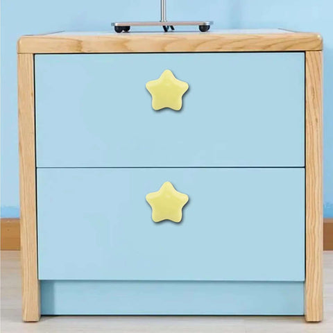 6 Piece Star Shaped Ceramic Cabinet Knobs Glossy Drawer Pulls For Kitchen Cabinets Bedroom Furniture Solid Colors Nordic Vibe Hardware With Screws Zero Hassle Installation Major Style Boost on blue dresser