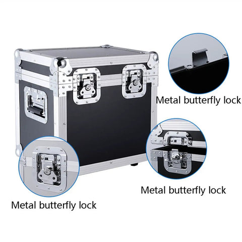 Portable Locking Tool Box Organizer With Heavy Duty Metal Latch For Tools Documents And Hobby Supplies Durable On The Go Storage Box showing metal butterfly locks in detail.
