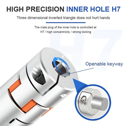 Top Tier LF Two Jaw D20L25 Aluminum Plum Flexible Shaft Coupler inner hole detail for 3D Printers and CNC Machines.