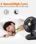 Dope Convertible 6 Inch Desk And Clip On Fan with Two Quiet Speeds for Home Office Dorm Rooms next to sleeping person