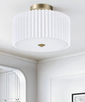 Two Light Semi Flush Mount Ceiling Light With Pleated White Shade Bronze Finish E26 Bulb Compatible Twelve Point Two Inch Modern Vibe