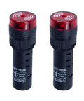 High-Performance 2-Pack 16mm 12V Intermittent Buzzer with Vibrant Red LED Flash Indicator, front view two buzzers