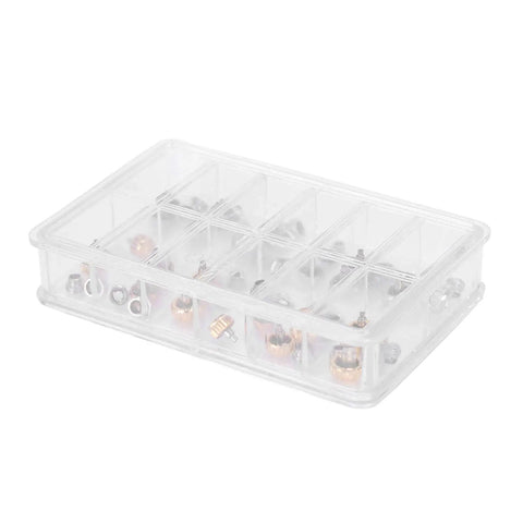 Pro Grade Watch Crown Kit with copper and stainless steel crowns in 12-slot organizer box, sizes 5.3mm, 6.0mm, 7.0mm
