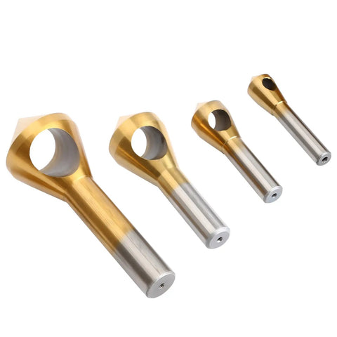 Titanium Coated Countersink Chamfer Tool Set For Metal Wood Plastic Deburring Drill Bits 4 Pcs HSS 4241 with shanks and heads