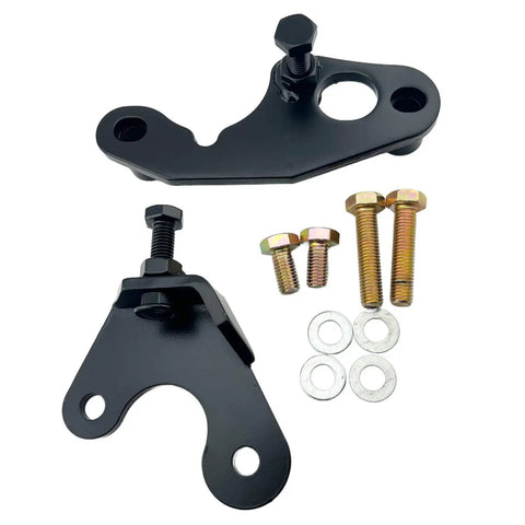 Heavy Duty Exhaust Manifold Bolt Repair Kit For Gm Trucks And Svus 4 8 5 3 6 2 Liter Engines 1999 To 2021 includes two black metal brackets with bolts.
