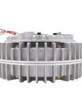 Mechanivis hollow-shaft rotating magnetic powder brake, metal shell with cooling fins, 24V, side view
