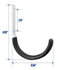 Side view of Beefy Steel Garage Hooks Set For Wall Mounts, Heavy Duty Utility Hooks For Garage Storage, Anti Slip PVC Coated
