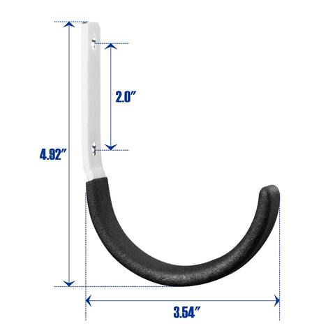 Side view of Beefy Steel Garage Hooks Set For Wall Mounts, Heavy Duty Utility Hooks For Garage Storage, Anti Slip PVC Coated