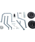 Parts of ATV Log Skidding Arch With 1600 Lbs Capacity Rugged Manual Winch including frame and tires on white background