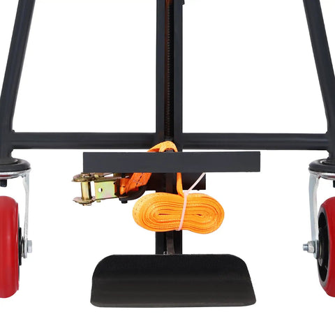 Heavy Duty Furniture Mover Dolly With 1100 Lbs Capacity Easy Glide Industrial Moving Platform, featuring sturdy base and orange strap.