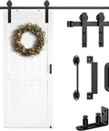 4Ft Sliding Barn Door Hardware Kit For 1 3 Eighths To 1 3 Fourths Inch Doors Heavy Duty Black I Shape Hangers with Door Hook and Handles