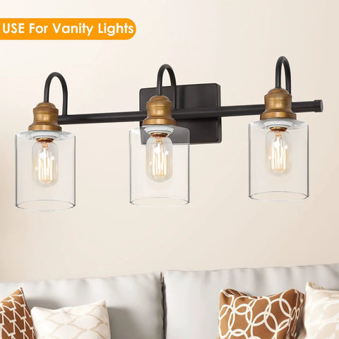 Vanity lights with three clear glass cylinder lamp shades. Six Pack Clear Glass Lampshades Set For Pendant Lights Floor Lamps Chandeliers And Wall Sconces Cylinder Shade Replacement 5.51 In Tall 3.94 In Diameter 1.65 In Fitter High Transmittance