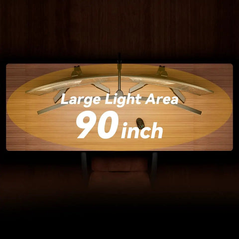 Top view of Lit Ultra Bright 4-Head LED Desk Lamp With Clamp showing 90-inch desk coverage in a wide light area.