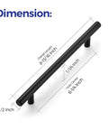 30 Pack Matte Black Cabinet Handles And Dresser Pulls 8 13/16 Inch Length With 6 1/4 Inch Center To Center Holes dimensions diagram.