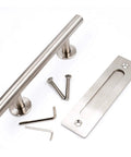 12 Inch Sliding Barn Door Handle And Flush Pull Set With 7 Inch Hole Centers In Brushed Nickel Heavy Duty Stainless Steel 304 Hardware