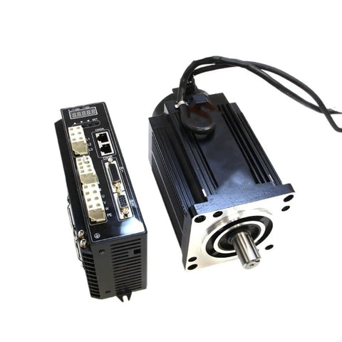 Sick Nema 52 Closed Loop Stepper Motor And Control Driver Kit Featuring 130mm Flange, with sleek black casing and 24mm shaft.