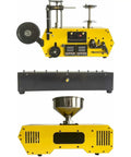 Hustle Ready Desktop Filament Extruder Machine With Integrated Auto Coil Winder For Zero Sweat Plastic Recycling, yellow with spooling and heating features.
