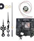 Quartz Clock Movement Mechanism With Hands Long Shaft Style D for DIY clock repair and replacement, showing components and hands.