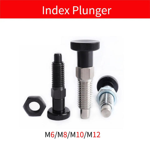 Built Tough Retractable Plunger Handle Spring Pins Featuring Dead Nuts Precision Indexing and Slick Self Resetting Action for jig indexing and assembly.