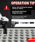 Front view of tile hole saw kit with diamond core bits (6–100mm) and SDS adapter; includes beveling bit