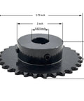 Beefed Up ANSI 35 Roller Chain Sprocket Type B Five Eighth Inch Bore Thirty Teeth Hardened 1045 Carbon Steel Drive Sprocket With Anti Rust Finish