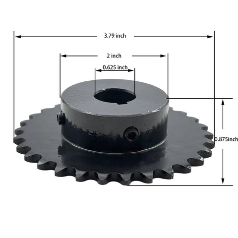 Beefed Up ANSI 35 Roller Chain Sprocket Type B Five Eighth Inch Bore Thirty Teeth Hardened 1045 Carbon Steel Drive Sprocket With Anti Rust Finish