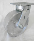 Zero Wobble Heavy Duty 6 Inch Swivel Caster With 2 Inch Semi Steel Wheel Kingpinless Roller Bearing on a white background.