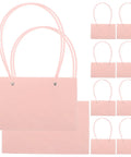 Pink Flower Bouquet Bags With Handle 10 Pack Pro Grade Kraft Paper Floral Packaging Bags Large Capacity Elegant Diamond Pattern