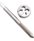 Pro Grade 1/4-32 UNEF Tap and Die Set Right Hand HSS for Metalworking, 73mm tap and 20mm die shown close-up