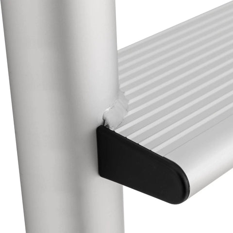 5 Step Stationary Dock Ladder With Beefy Aluminum Build 20 Inch Wide Marine Grade Dock Access For Boats Easy Flip Up Design And Quick Release Pin For Safe Boarding, close-up of aluminum step joint