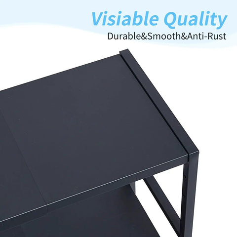 Two Tier Expandable Metal Storage Shelves Built For Tough Use With Adjustable Heights From 18.7 To 28.3 Inches Heavy Duty 150 Lbs Per Shelf Utility Rack For Kitchen Garage Laundry Bathroom Pantry And Warehouse, black metal shelf corner