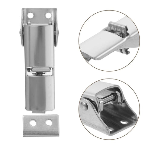 Heavy Duty Adjustable Stainless Steel Toolbox Latch With Polished Toggle Buckle For Secure Cabinet Hardware And Storage Boxes Reliable Industrial Fastener Clasp That Is Easy To Install close-up view showing adjustable clasp mechanism.