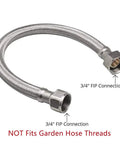 12 Inch Braided Stainless Steel Water Heater Connector Hose 3/4 Inch FIP X 3/4 Inch FIP Female Iron Pipe Thread Flexible Leak Proof