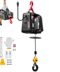 2 In 1 Electric Hoist Winch With 1100 Lb Capacity And 1500W Power Portable Winch Crane for Factory and Garage use shown with accessories