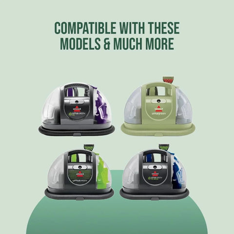 Front view: four replacement cap and straw assemblies for Bissell Little Green Machine; models 1400B/W 3369 3353 3519